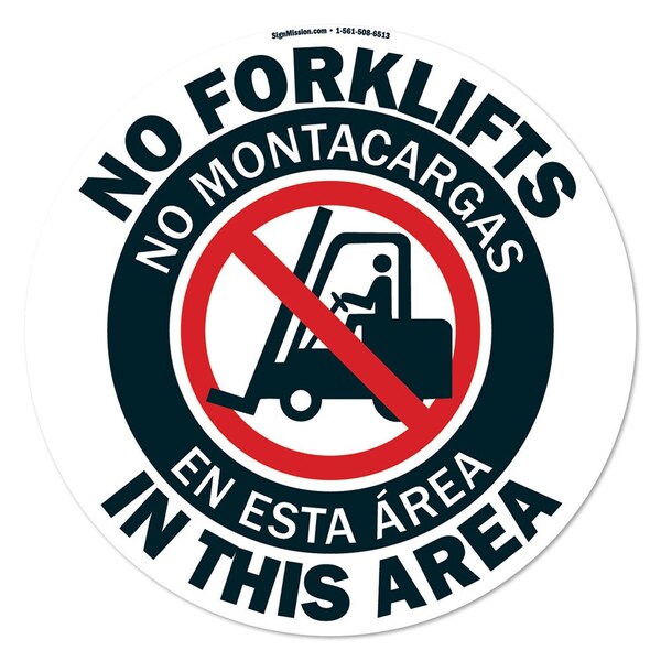 Signmission No Forklifts Spanish And English 16in Non-Slip Floor Marker, 16" x 16", FD-C-16-99912 FD-C-16-99912 - main